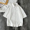 Pure cotton short-sleeved shirt for men, loose and large-sized in summer, casual and versatile, solid-color college-style shirt, trendy outerwear Specification image